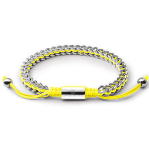 Silver Woven Chain Bracelet in Yellow