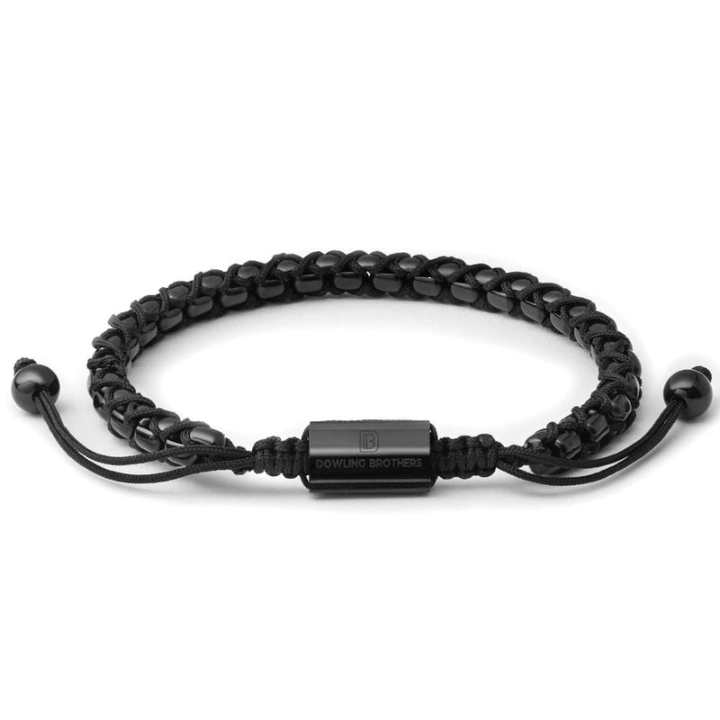 Black Braided Box Chain Bracelet in