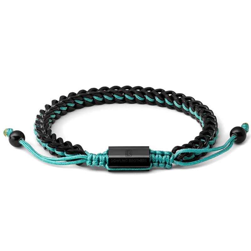 Black Woven Chain Bracelet in Turquoise