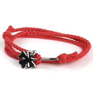 Clover Bracelet on Cotton - Red