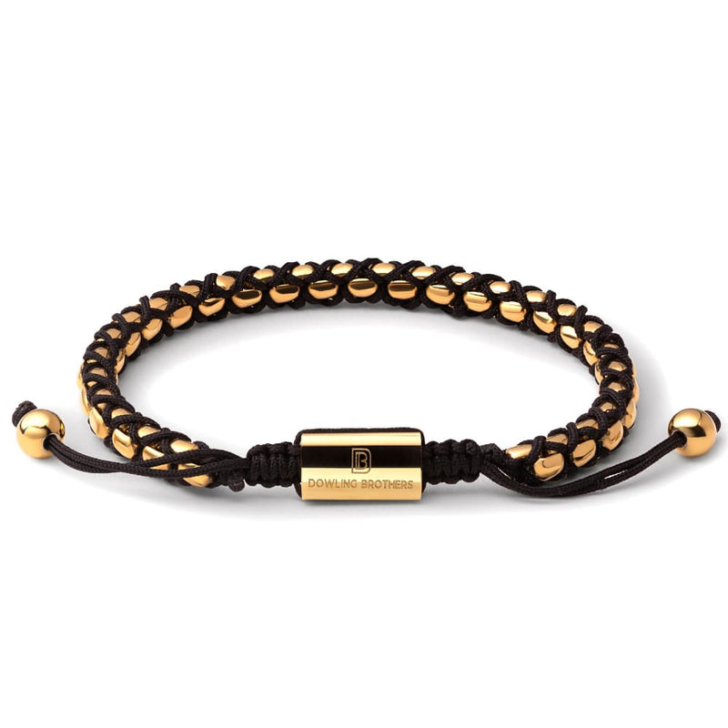 Gold Braided Box Chain Bracelet in Black