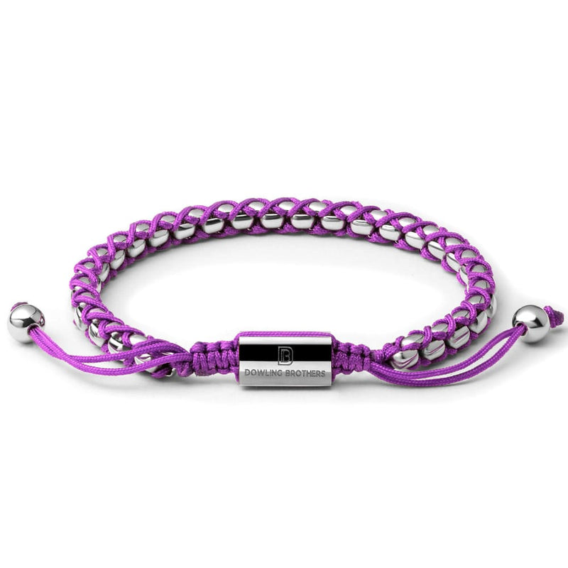 Silver Braided Box Chain Bracelet in Purple