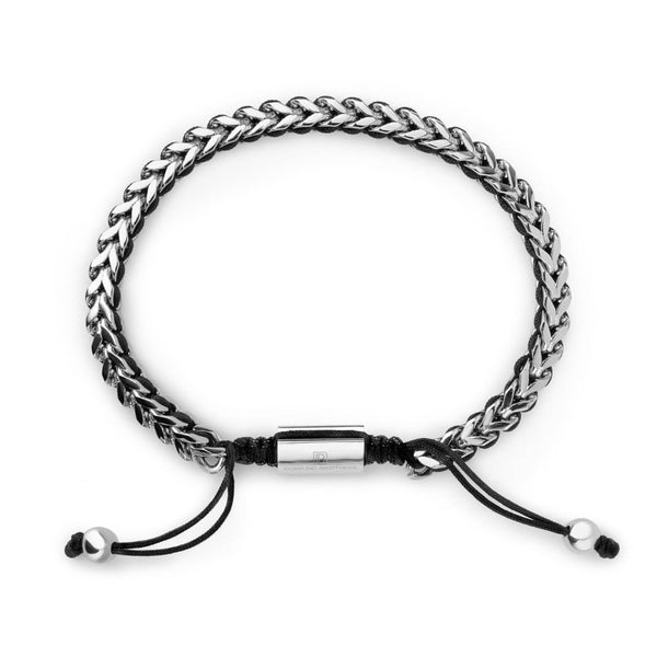Dowling Brothers - Silver Woven Chain Bracelet in Black