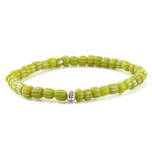 Tribal Bracelet - Sterling Silver - Lime / S/M (Up to 7 1/2 Inches)
