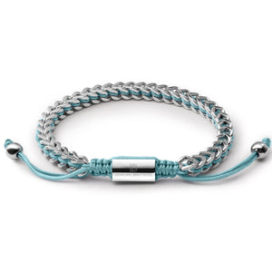 Silver Woven Chain Bracelet in Turquoise