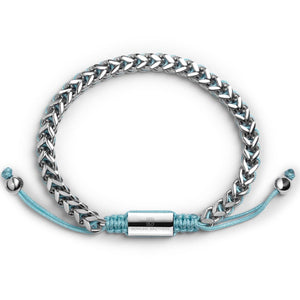 Silver Woven Chain Bracelet in Turquoise - Up to 7 1/4
