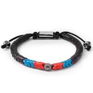 Black Blue and Red Glass with Silver Tropez