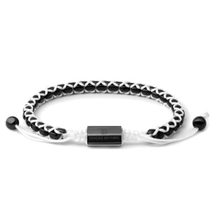 Black Braided Box Chain Bracelet in White - Up to 7 1/4