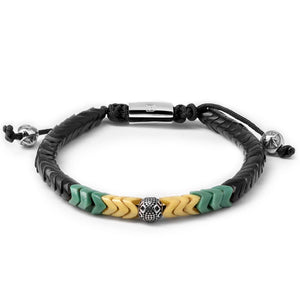 Black Green and Yellow Glass with Silver Tropez