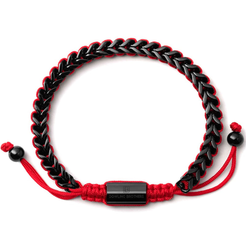 Black Woven Chain Bracelet in Red