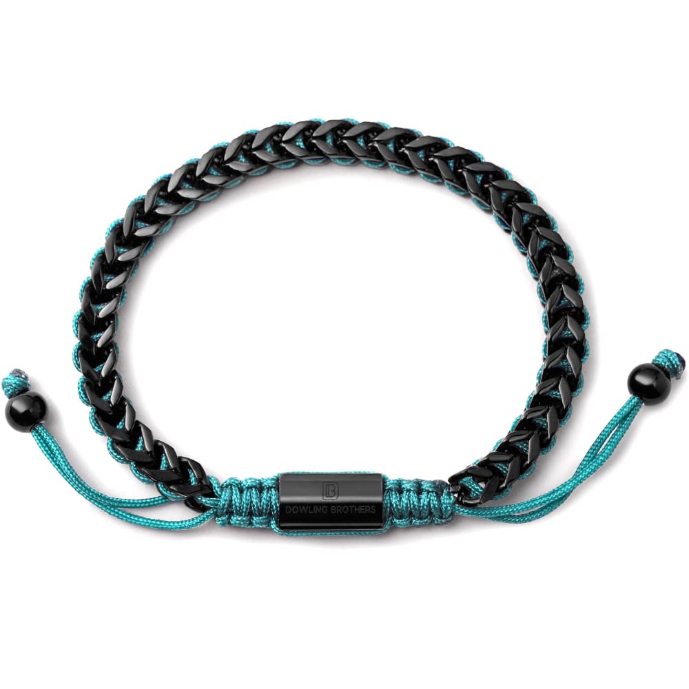 Black Woven Chain Bracelet in Turquoise