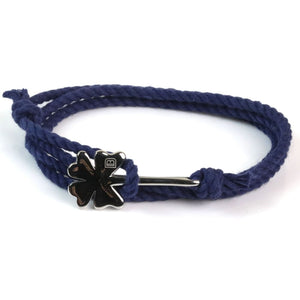 Clover Bracelet on Cotton - Navy