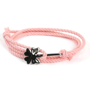 Clover Bracelet on Cotton - Pink