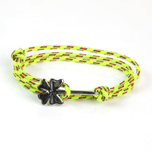 Clover Bracelet on Rope - Neon Yellow