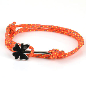 Clover Bracelet on Rope - Reflective Orange