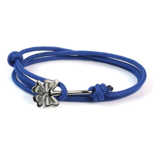 Clover Bracelet on Rope - Solid Blue
