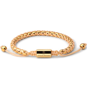 Gold Braided Box Chain Bracelet in Champagne - Up to 7 1/4