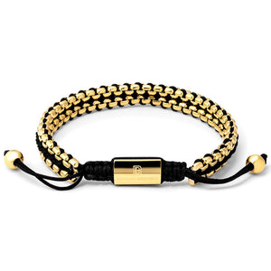 Gold Double Box Chain in Black - Up to 7 1/4