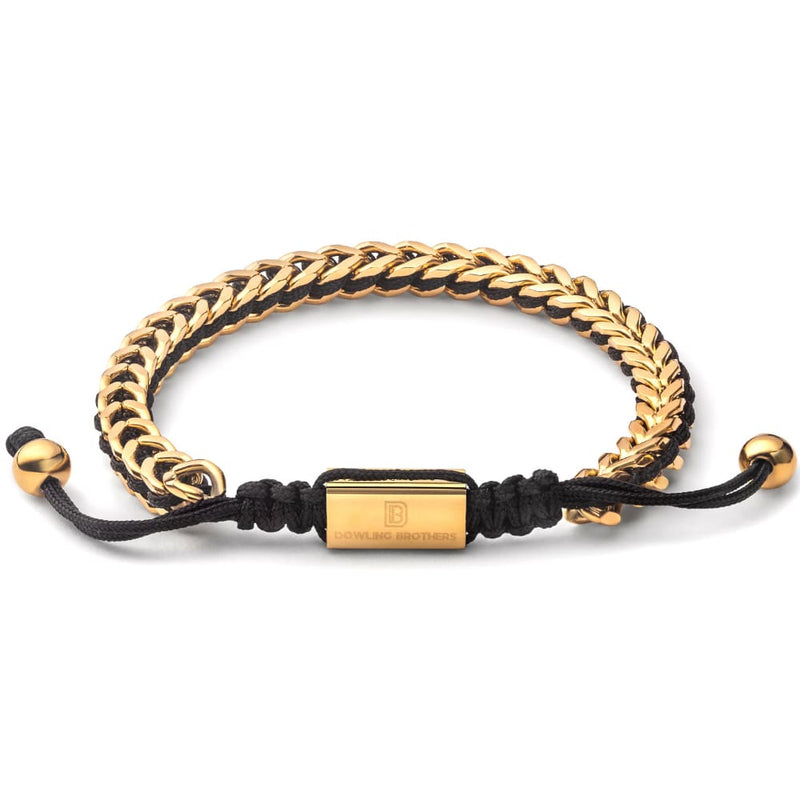 Gold Woven Chain Bracelet in Black