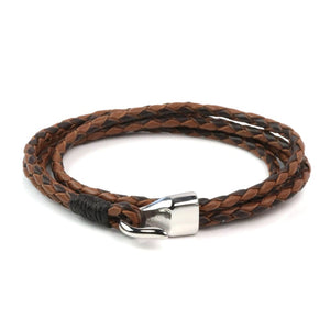 Leather Double Braided Hook - Brown & Chocolate / 6 1/2