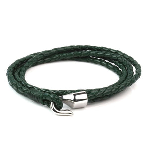 Leather Double Braided Hook - Dark Green / 6 1/2