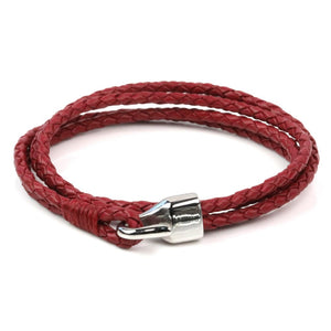 Leather Double Braided Hook - Dark Red / 6 1/2