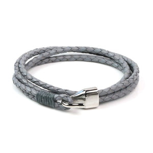 Leather Double Braided Hook - Gray / 6 1/2