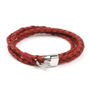 Leather Double Braided Hook - Red / 6 1/2