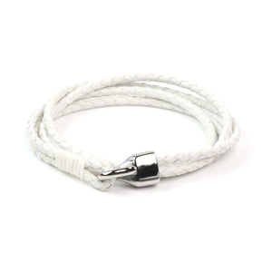 Leather Double Braided Hook - White / 6 1/2