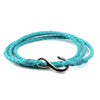 Leather Kyoto Triple Wrap - Turquoise / Silver