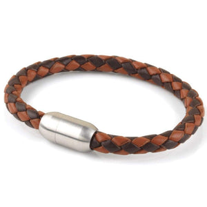 Copy of Leather Single Wrap - Brown and Chocolate / Silver