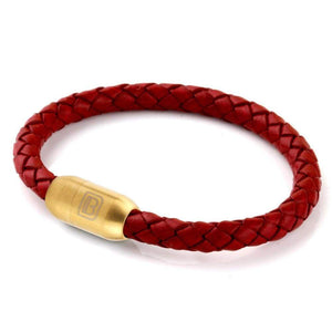 Copy of Leather Single Wrap - Dark Red / Gold
