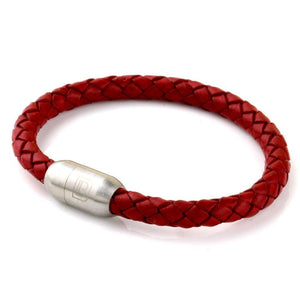 Copy of Leather Single Wrap - Dark Red / Silver