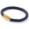 Copy of Leather Single Wrap - Navy Blue / Gold