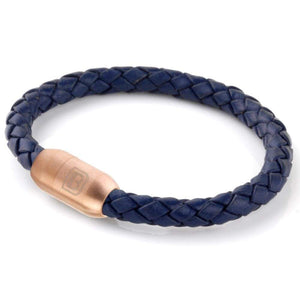 Copy of Leather Single Wrap - Navy Blue / Rose Gold