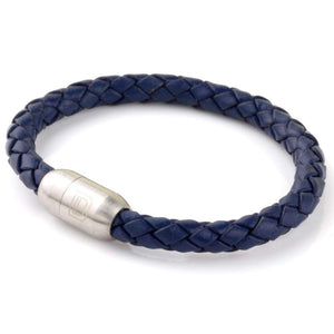Copy of Leather Single Wrap - Navy Blue / Silver