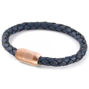 Copy of Leather Single Wrap - Steel Blue / Rose Gold