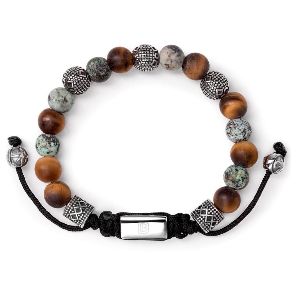 Matte Tiger Eye Turquoise and Silver Tropez - 6 1/4 - 7