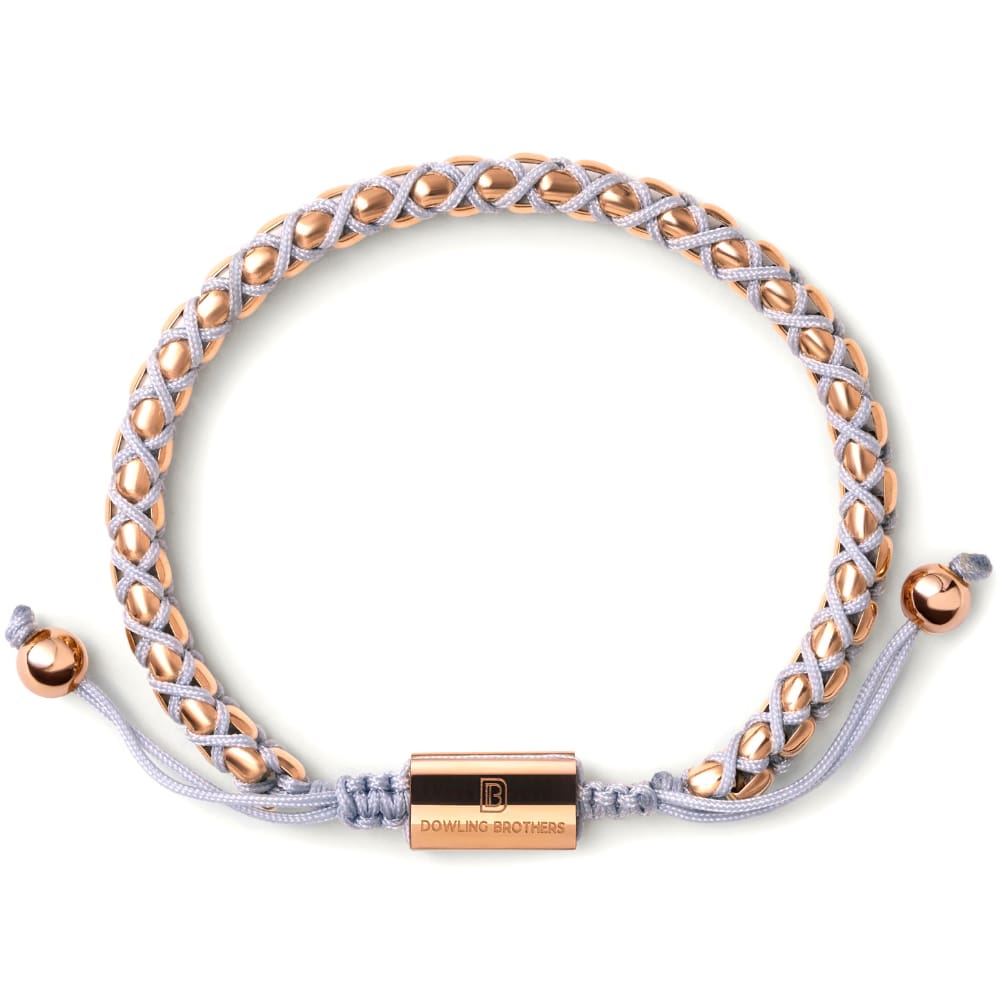 Rose Gold Braided Box Chain Bracelet in Light Gray