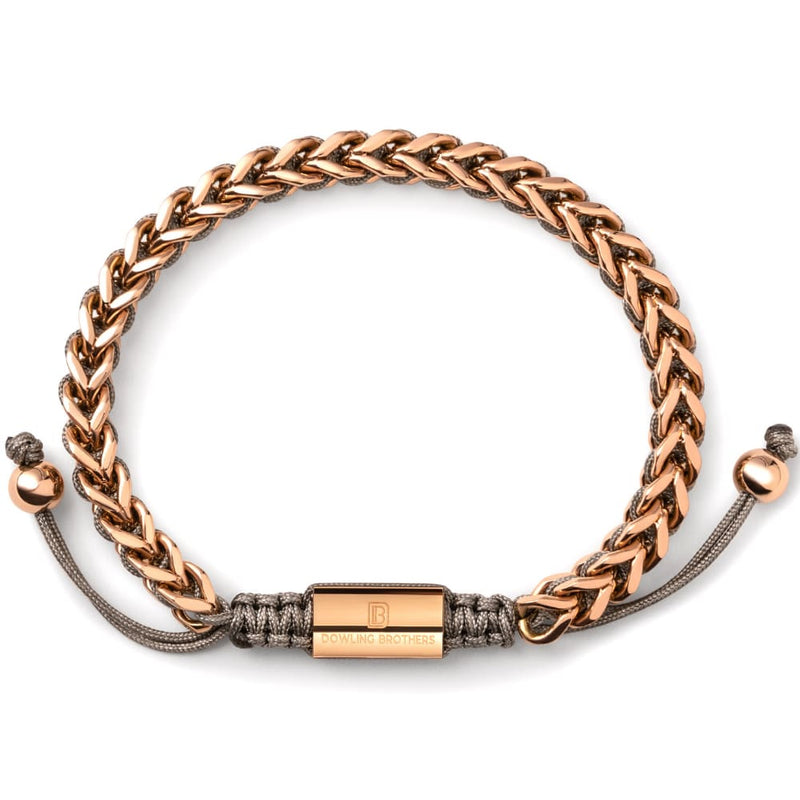 Rose Gold Woven Chain Bracelet in Gray