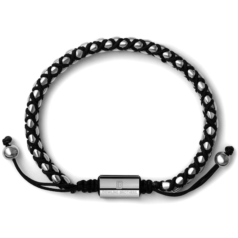 Silver Braided Box Chain Bracelet in Black