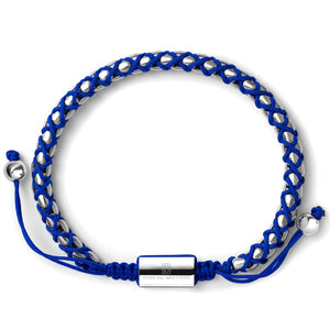 Silver Braided Box Chain Bracelet in Blue