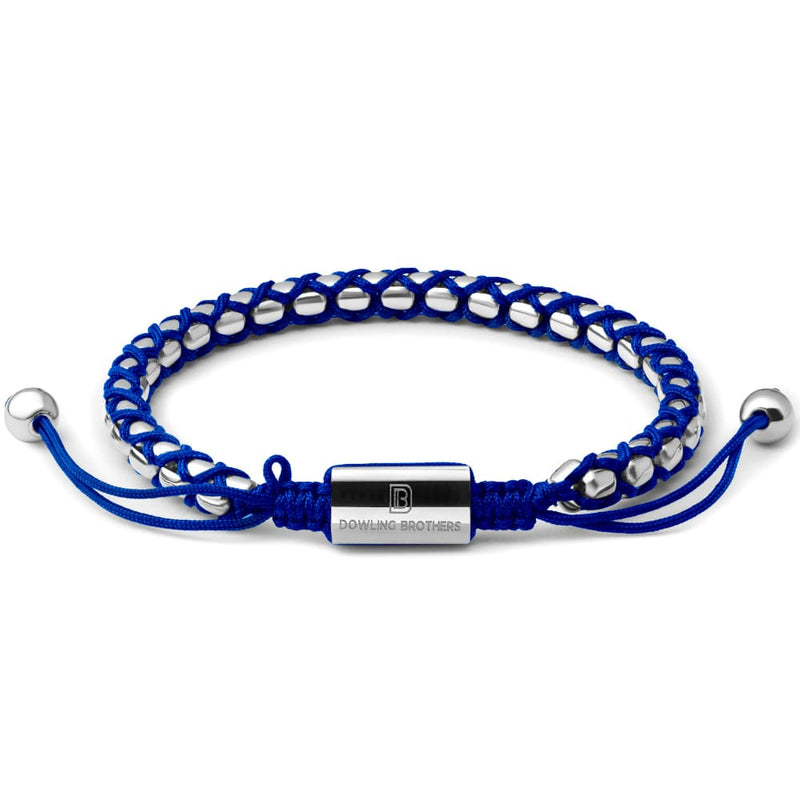 Silver Braided Box Chain Bracelet in Blue