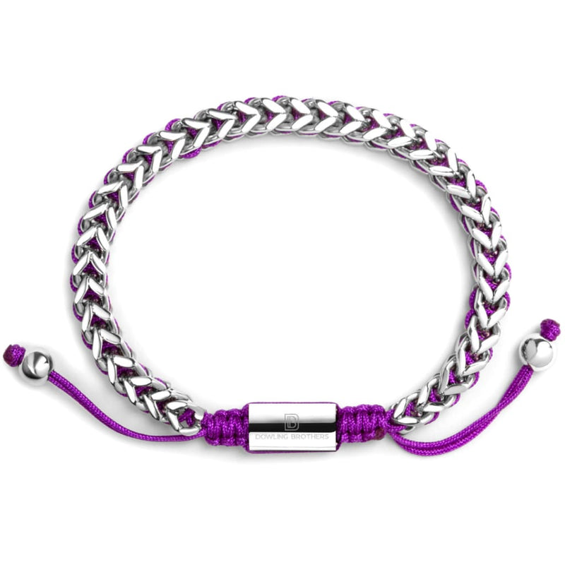 Silver Woven Chain Bracelet in Purple