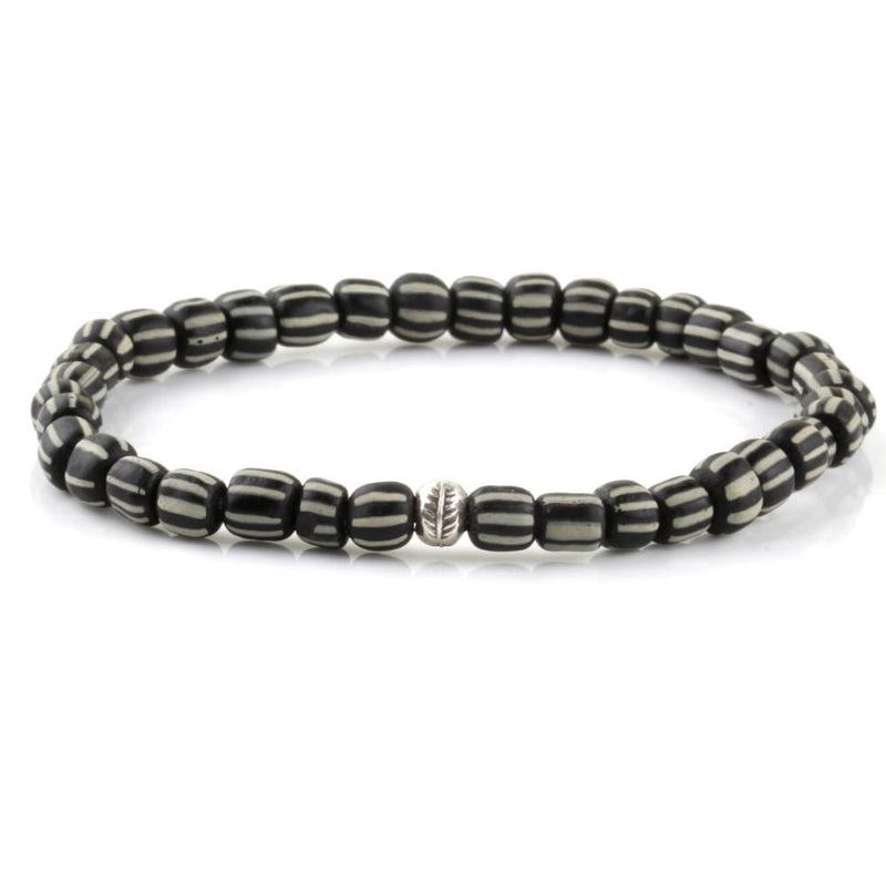 Tribal Bracelet - Sterling Silver - Black & White / S/M (Up to 7 1/2 Inches)