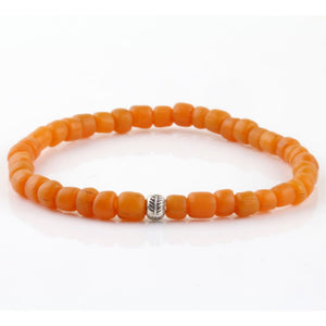 Tribal Bracelet - Sterling Silver - Orange / S/M (Up to 7 1/2 Inches)