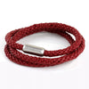 Woven Leather Triple Wrap - Dark Red / 6 1/2